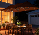 Spacious Outdoor Umbrella,Double-sided Outdoor Patio Umbrella,with Solar Lights and Base,Dining Table Umbrella Push Button Tilt