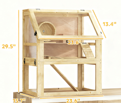 3 Tier Wooden Hamster Cage w/ Detachable Bottom, 24" x 16" x 29.5"