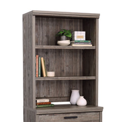 Library Hutch with Adjustable Shelves, Brown finish