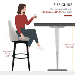 HOMCOM Bar Height Bar Stools Set of 2, Modern 360° Swivel Barstools, 29.5 Inch Seat Height Upholstered Kitchen Chairs with Steel Legs and Footrest, Cream White