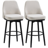 HOMCOM Bar Height Bar Stools Set of 2, Modern 360° Swivel Barstools, 29.5 Inch Seat Height Upholstered Kitchen Chairs with Steel Legs and Footrest, Cream White