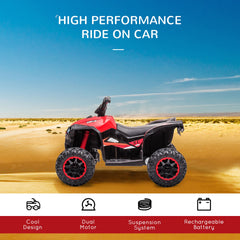 12V Kids ATV Quad Car with Forward & Backward Function, Four Wheeler for Kids with Wear-Resistant Wheels, Music, Electric Ride-on ATV for Toddlers Ages 3+ Years Old, Red
