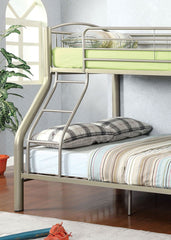 Twin Over Full Metal Bunk Bed Contemporary Style Bold Diameter Tube Rails Metallic Gold