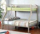 Twin Over Full Metal Bunk Bed Contemporary Style Bold Diameter Tube Rails Metallic Gold