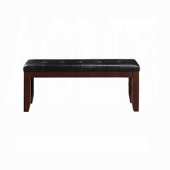 Cherry Finish Dining Bench 1pc Upholstered PU Seat Cushion Tufted Detail Wooden Dining Room Furniture