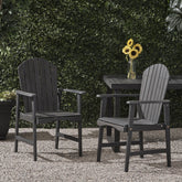 Outdoor Weather Resistant Acacia Wood Adirondack Dining Chairs (Set of 2), Dark Gray Finish