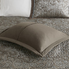 5 Piece Jacquard Bedspread Set with Throw Pillows Blue/Brown Queen