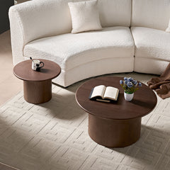 Coffee Table Set of 2 ,MDF Round Coffee Table for Living Room ,Apartment,Leisure Area Walnut