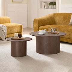 Coffee Table Set of 2 ,MDF Round Coffee Table for Living Room ,Apartment,Leisure Area Walnut