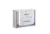 Desire Nightstand – Marble-Inspired Drawer Fronts, LED Side Lighting, and Metallic Trim for Glamorous and Practical Bedside Storage Same as B009P309338 (CA inventory)