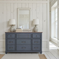 9-Drawer Dresser, No Assembly Required, Corduroy Blue Finish