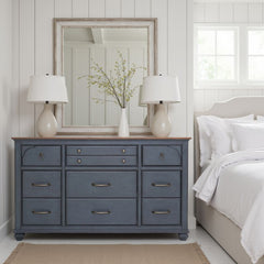 9-Drawer Dresser, No Assembly Required, Corduroy Blue Finish