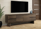 Tv Stand, 72 Inch, Console, Media Entertainment Center, Storage Drawers, Storage Cabinet, Brown Laminate, Transitional