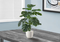 Artificial Plant, 24" Tall, Monstera, Indoor, Faux, Fake, Table, Greenery, Potted, Real Touch, Decorative, Green Leaves, White Pot