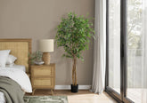 Artificial Plant, 79" Tall, Ficus Tree, Floor, Real Touch, Potted, Green Leaves, Black Pot