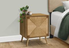 Accent Table, End, Storage, Small, Side, Living Room, Lamp, Light Walnut Laminate, Seagrass, Modern