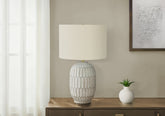 Lighting, 24"h, Table Lamp, Cream Resin, Ivory / Cream Shade, Transitional