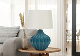Lighting, 24"h, Table Lamp, Blue Ceramic, Ivory / Cream Shade, Transitional