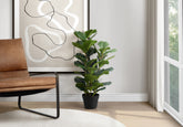 Artificial Plant, 32" Tall, Fiddle Tree, Indoor, Faux, Fake, Floor, Greenery, Potted, Real Touch, Decorative, Green Leaves, Black Pot