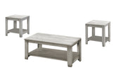 Table Set, 3pcs Set, Coffee, End, Side, Accent, Living Room, Grey Laminate, Transitional