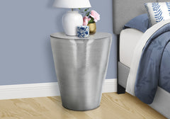 Accent Table, Drum, Side, End, Nightstand, Lamp, Living Room, Bedroom, Chrome Metal, Contemporary, Modern