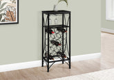 Home Bar, Wine Rack, Black Metal, Transitional