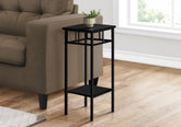 Accent Table, Side, End, Plant Stand, Square, Living Room, Bedroom, Black Laminate, Black Metal, Contemporary, Modern