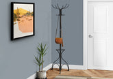 Coat Rack, Hall Tree, Free Standing, 12 Hooks, Entryway, 70"h, Umbrella Holder, Bedroom, Black Metal, Transitional