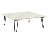 Modern Elegance White Marble Coffee Table 1pc Luxury Furniture Living Room Center-Table Black Finish Legs