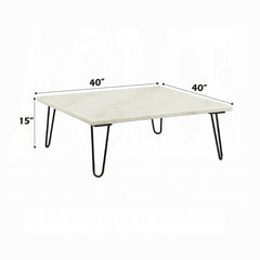 Modern Elegance White Marble Coffee Table 1pc Luxury Furniture Living Room Center-Table Black Finish Legs