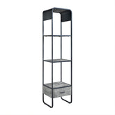 Modern Curve Design Black Finish TV Stand Side Pier with Drawer and Shelf Concrete Gray Luxury Living Room Furniture 1pc