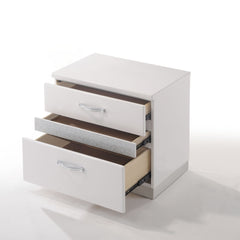 Glossy White Finish Nightstand with 3x Drawers Modern Bedroom Furniture 1pc