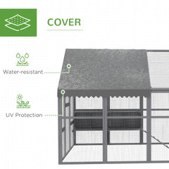 Gray Large Chicken Coop for 8-12 Chickens with Water-Resistant and Anti-UV Cove ,Nesting Box