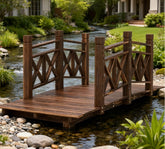 Garden Bridge,Wooden Garden Bridge Footbridge for Backyard Ponds, Creeks, Streams