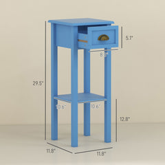 2-Tier Side Table with Drawer and Shelf, End Table ,Light Blue