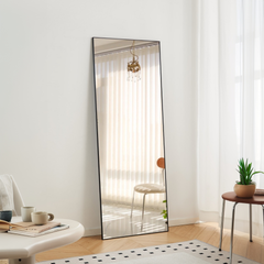 70" x 31" Full Length mirror black Aluminum Alloy Frame, leaning or Wall Mounted, High Definition, Shatter-Proof, Ideal for Bedroom, Living Room, Corridor - Modern Home Decor