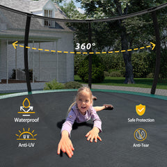 12FT Recreational Kids Trampoline with Safety Enclosure Net & Ladder and flag parts ,Outdoor Recreational Trampolines