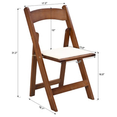 Upholstered folding chair, space saving, easy to carry, 4PCS, Walnut shelf+Beige cushion,Dining room