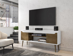TV Stand in Rustic Brown and White