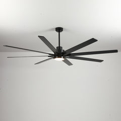 84 Inch Large 8 PCS Plywood Reversible Blades Ceiling Fan With Light Kit 3 Color Dimmable LED, DC 6 Speed ,Remote Control Ceiling Fan for Patio Living Room, Bedroom, Office,Indoor.(Matte Black )