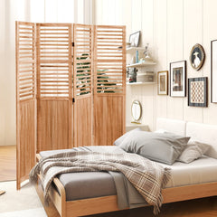 55.2'' W x 65'' H 4 - Panel Solid Wood Folding Room Divider, Natural