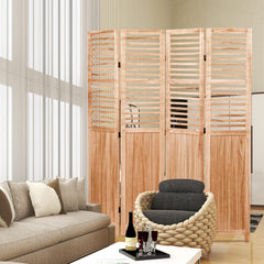 55.2'' W x 65'' H 4 - Panel Solid Wood Folding Room Divider, Natural