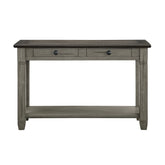 Coffee and Antique Gray Finish 1pc Sofa Table with 2 Drawers Bottom Shelf Wooden Living Room Furniture