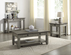 Coffee and Antique Gray Finish 1pc Sofa Table with 2 Drawers Bottom Shelf Wooden Living Room Furniture