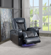 Blue and Black Power Recliner with Bluetooth