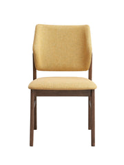 Sarha Yellow Fabric & Walnut Finish Side Chair (Set of 2)