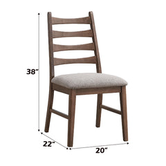 Mayah Gray Linen & Walnut Finish Side Chair (Set of 2)