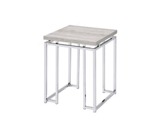 Chafik Natural Oak & Chrome Finish End Table