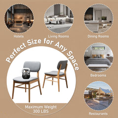 Set of 2 Mid - Century Upholstered Dining Chair with Rubberwood Frame, Natural+Gray (same sku: 59302.00LGY)