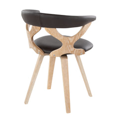 Gardenia Mid-Century Modern Dining/Accent Chair in White Washed Wood and Brown Faux Leather by LumiSource